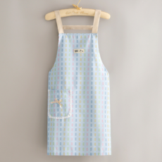 防油圍裙成人大口袋花店帆布工作服, 藍色-蝴蝶結側兜圍裙