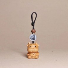 휴대폰참 귀여운 12지신 인형 키링, 소(축)