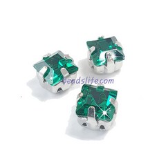 비즈라이프 크리스탈 6mm정사각 캡보석 10개, 1봉, 에메랄드