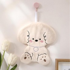 귀여운 강아지 주방 욕실 핸드타올 어린이집수건 손수건, 베이지, 1개