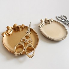 프렌치 엔틱 빈티지 리본트레이 2type 원형 미니 악세사리 주얼리 반지 촬영소품, 실버