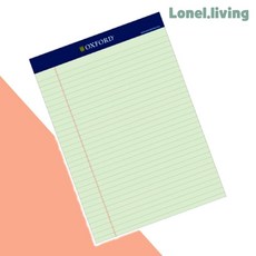 로넬리빙 옥스포드 리갈패드 2000 A4 연두 A14 40매 10개입 업무필기 메모패드