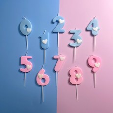 생일 숫자초 파티 기념일 케이크초 귀여운 특이한 예쁜 용품, 10개, 15g, 하트뿅(하늘)