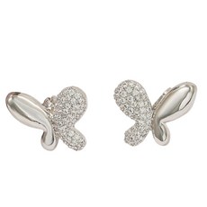 프리클립을 위한 스포츠 준비 이어폰 크리스탈 걸쇠 장식 나비 디자인, Silver