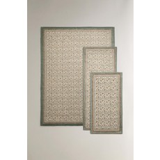 zara 자라 블록 프린트 플로랄 패턴 러그 - 라이트 블루308563, 60 x 120 cm