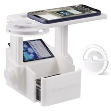 조명이 있는 트레이딩 카드 스캐너 스탠드 TCG 카드용 높이 조절 가능한 카드 스캐너 홀더 MagSafe 휴대폰과 호환되는 내장 마그네틱 링 충전식 조명 및 안정적인 마그, 조명이 있는 트레이딩 카드 스캐너 스탠드, TCG 카드