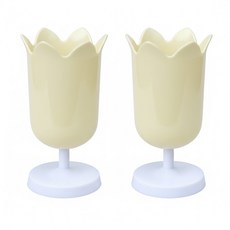 VITALO 튤립 펜홀더 데스크정리함 파스텔 인테리어 소품 동일컬러 2개세트, 1세트, 소프트 옐로우
