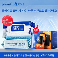 제프노 유리세정티슈 세차타올 유리티슈 거울, 2팩 유리 내부 스크린 클리너 50장, 1개, 1L