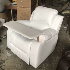 전동 리클라이너 소파체어 안락의자 네일샵 쇼파, 수동 175도자모 발판, 유백색 나노 테크 레더
