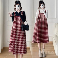 티류으스 여성 겨울 임산부 빅사이즈 두꺼운 보온 롱 원피스 WY