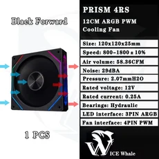 ICE Whale Prism 4RS ARGB PC 케이스 팬 120mm 인피니티 미러 디자인 마더보드 조명 동기화 4PIN PWM CPU, 01 A-RGB, 01 기타, 08 BK Forward 1PCS