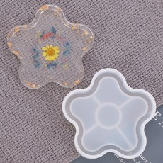 프롬아떼 쉐이커몰드 레진공예 레진아트 컵 받침대 정사각 실리콘 몰드 DIY 티코스터, 레진몰드_받침대_꽃