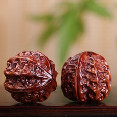 【啟吉堂】臺灣出貨老撾黃花梨實木雕刻虎頭手把件老人健身手球, 2顆, 1個