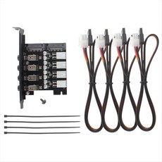 SATA 케이블이 포함된 듀얼 채널 하드 드라이브 컨트롤러 절전 PCI 확장 카드로 PC 성능 향상, 1개, 검은색
