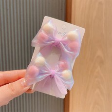 糖果色髮夾 網紗球蝴蝶結髮夾 美人魚公主風 雪紡