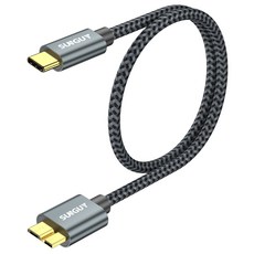 SUNGUY USB C타입 to 마이크로B 외장하드 케이블 10Gbps, 1개, 그레이, 0.5m