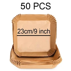 50 300Pcs 바베큐 플레이트 용 에어 프라이어 베이킹 종이 라운드 오븐 팬 패드 16 23cm 방지, 19 50Pcs 23cm Square