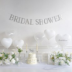 파티몬 브라이덜샤워 하트 풍선 소품 가랜드 홈 파티 용품 슬림 심플 화이트, 1개, 브라이덜샤워 슬림 심플 풍선 8종 - 화이트