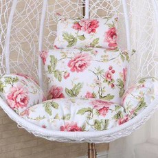 라탄 그네의자 쿠션 그네 발코니 암갈색 원형 주택 1인 오렌지 매트, L38모란꽃가루, 1개