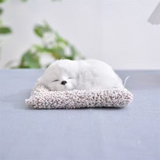 車內汽車擺件活性炭除異味竹炭用品除甲醛凈化空氣車載中控臺擺件, 1個, 小號仿真-（白狗）送墊子,不帶叫聲