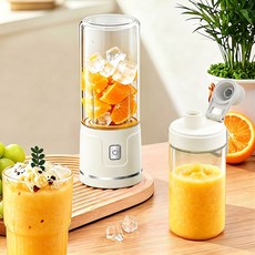 Detao 휴대용 무선 믹서기 소형 텀블러 믹서기 멀티블랜더 가정용 과일 블렌더 원터치 Type-c 충전, 화이트