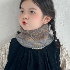 아동 겨울 목도리 남녀공용 스트라이프 보온 소프트 털, 그레이 페어 아일랜드