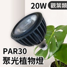 君沛植物燈 PAR30 LED 20W 聚光燈泡 (K2光譜) 觀葉植物專用, 1個, 黑色,60度, 暖色