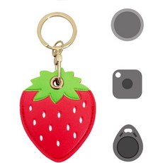 타일 메이트 에어태그 갤럭시 스마트태그 유피 스마트트랙 링크 키 포브 링이 있는 가죽 귀여운 에어 트래커 케이스에 맞는 범용 스마트 태그 홀더 아보카도, Strawberry, 1개