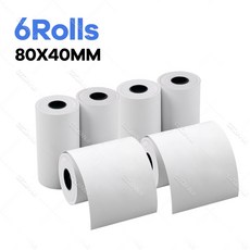 모든 미니 80mm 무 잉크 무선 블루투스 USB 열 POS 영수증 프린터 용지 용 범용 80x40mm, 6Rolls 80x40mm, 6Rolls 80x40mm