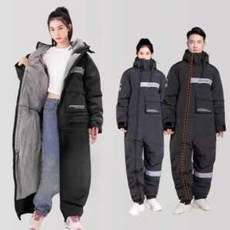 겨울 전신 방한복 우주복 작업복 정비복 스쿠터 라이더 오토바이 점프수트, 블랙