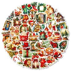 嗨購 聖誕元素貼紙 50張防水塗鴉PP貼紙 適用於派對禮品裝飾及水杯電腦, T01042179（50）