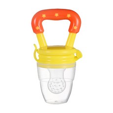 JoyBaby手搖鈴固齒器咬咬輔食器 副食品輔食手搖鈴 咬咬棒, 咬咬手搖鈴橘黃星星-M碼, 1個