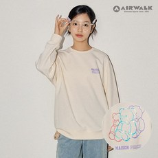 에어워크주니어 여아 주니어 홀로그램 곰돌이 맨투맨 티셔츠