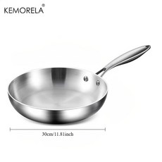 KEMORELA 미러 폴리싱 316 스테인리스 스틸 프라이팬 트리플 레이어 인덕션 쿠커, 30cm