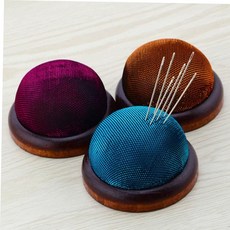 와이지통상 나무받침형 핀쿠션 바느질 공예 스티치 바늘 핀 쿠션 바늘꽂이 바늘보관함 핀자석, 퍼플 UK00830, 1개