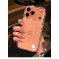 호환 17 에어 16 15 14 13 12 프로 맥스 플러스 17프로 여성 소녀용 투명 반짝이 소프트 폰 케이스 범퍼, 04  호환 14 플러스, 01 명확하다