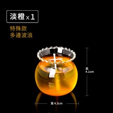 【臺灣製】日式迷你小魚缸果凍蠟燭-12H 共7色 #純淨透亮#蓮花蠟燭#點燈供佛, 1個, 淡橙色x1個-特殊款（多邊波浪）