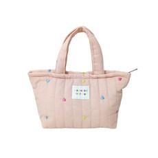 루톰 보온보냉 이유식 기저귀 가방 토트백 파우치 퀼팅백 누빔 패딩, 핑크