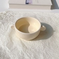 陶瓷分格盤碗組 方形分隔餐盤 兒童餐具, 純色雙耳碗, 1個