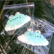 亮燈貓爪捏捏樂 解壓玩具 超軟泥感食玩 減壓玩具, 小貓牛角包【海藍色】, 1個