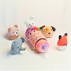 손뜨개diy 토끼젖병커버와 동물딸랑이 만들기 패키지, 토끼젖병커버&동물딸랑이장난감(4)set, 1개