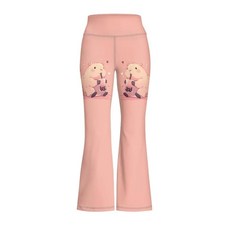 Pointodoor 아동용 롱 요가 팬츠 캐주얼 하이 웨이스트 플레어 레깅스 경량 스키니 부츠컷 스웨트팬츠 여아용 만 5~14세 Capybara Axolotl 꽃무늬 11, 11 ~ 12세, 카피바라, 핑크