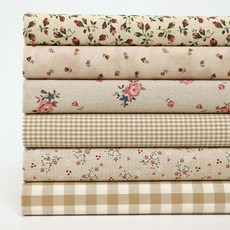 花卉格紋印花20支棉布 6件組, 6種