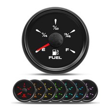 0-90옴 8색 해양 보트 트럭 차량 RV 탱크 게이지 미터 LED 백라이트 포함 블랙, 090옴 8색 연료 게이지 해상 보트 가스 탱크 미터, 1개