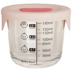 輔食保鮮盒240ML微波加熱分裝盒 嬰兒副食品碗 可加熱嬰兒輔食盒 副食品 玻璃保鮮盒 輔食分裝, 粉色(圓型), 240ml