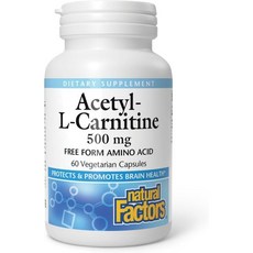Natural Factors Acetyl L-Carnitine 500 mg Promotes a Healthy Memory Concentration and Function, 60 count (Pack of 1), 1개