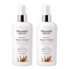 너리쉬오가닉 리프레싱 & 밸런싱 페이스 토너 로즈워터 & 위치 헤이즐, 88g, 88ml, 2개