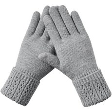 해외 Passionbility 여성용 겨울 장갑 따뜻하고 부드러운 터치 스크린 탄성 커프 보온 니트 안감 추운 날씨용 블랙. 단일 사이즈 미국매장정품+ 1890375, 회색.