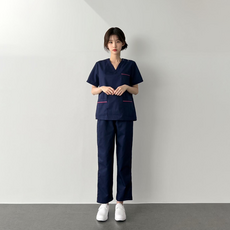 6가지컬러 스판 스냅단추 간호복 스크럽복 실습복 허리밴딩 SC복 간호사 유니폼세트