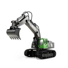 《菲比尋常》匯納 HUINA 1:18 1558十一通遙控挖掘機 挖土機 2.4G遙控, 綠色, 1個
